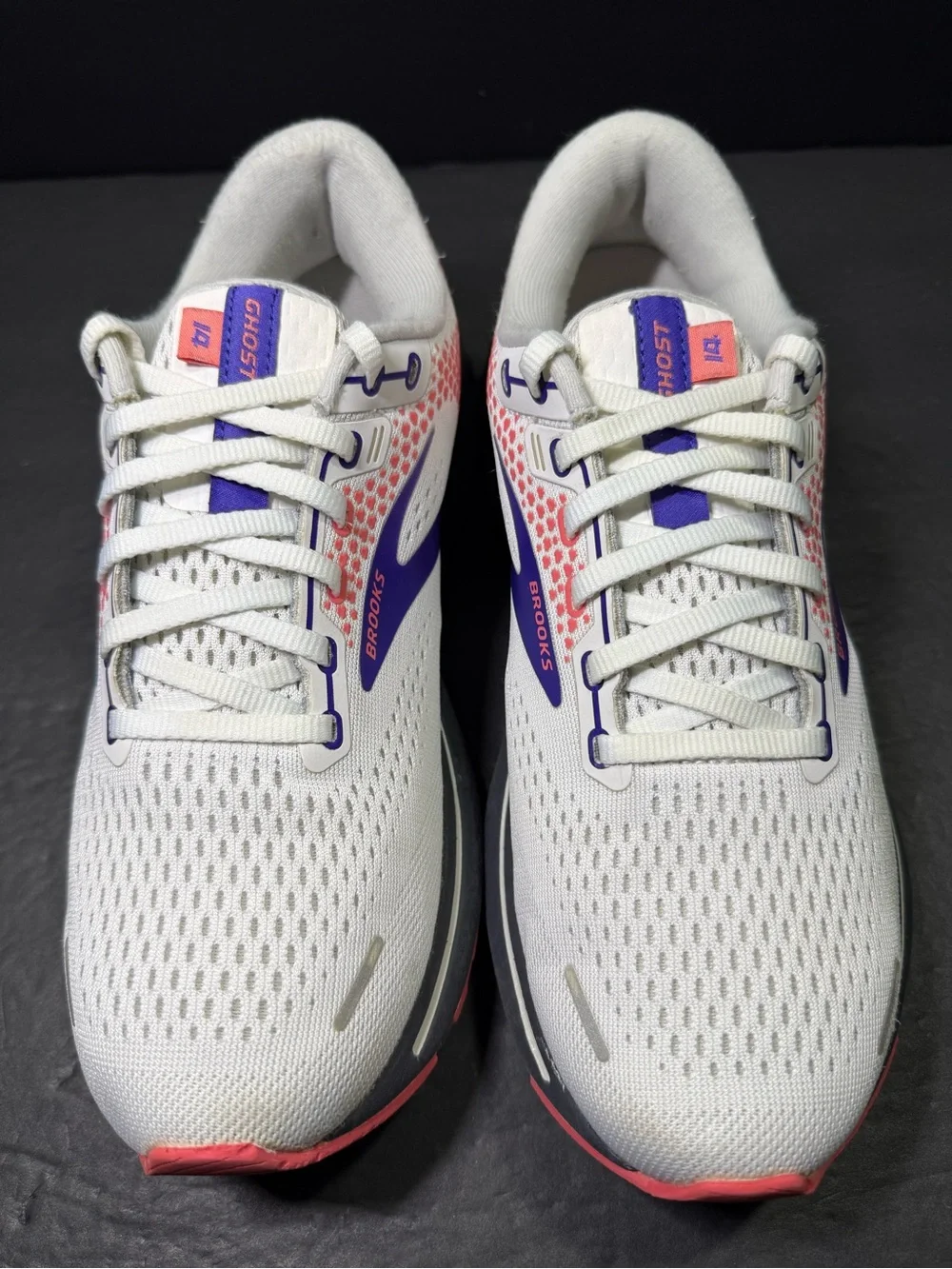 Brooks Ghost 14 Women’s White Pink Running Walking Sneakers Shoe Size-8.5